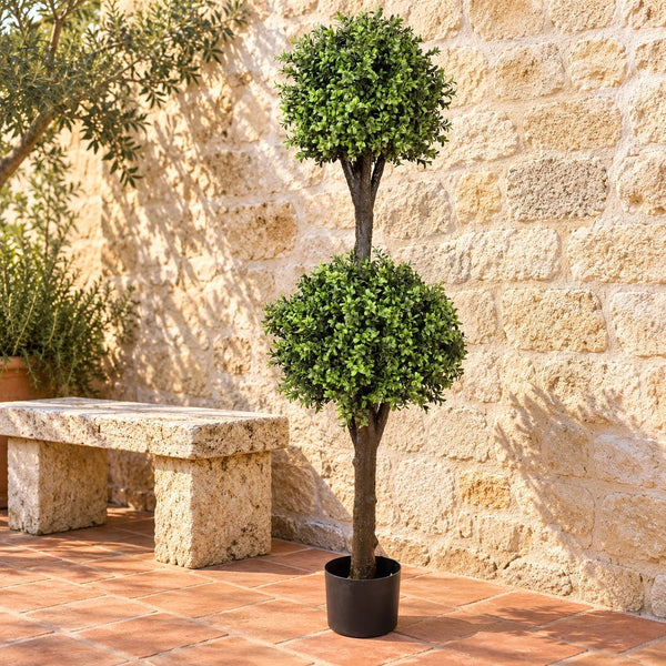 150cm UV Resistant Artificial Topiary Tree | 2 Ball Faux Boxwood Shrub for Outdoor & Indoor — gallery image 5