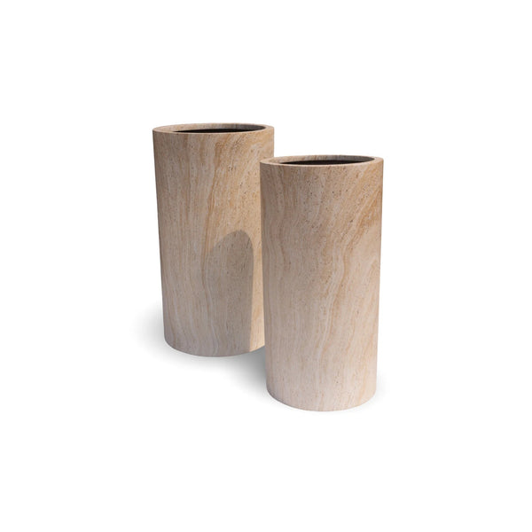 2 Sizes - Luxury Marble Tall Cylinder Planter | Premium Pot Range — gallery image 8