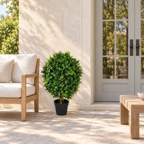 80cm UV Resistant Artificial Topiary Shrub | Compact Faux Hedyotis for Outdoor & Indoor — gallery image 6