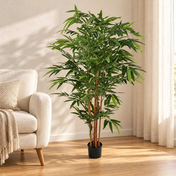 Artificial Bamboo Plant 150cm - Premium Two-Tone Green with Real Canes — gallery image 6
