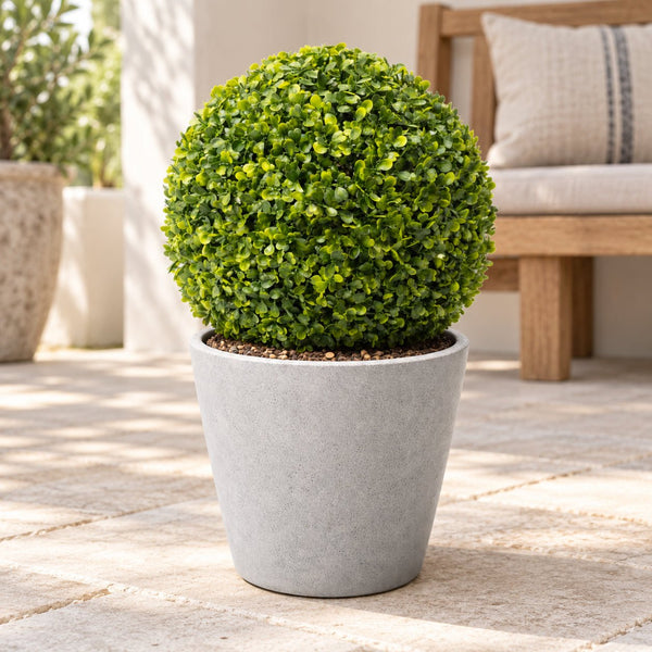 Artificial Boxwood Topiary Ball 28cm - UV Resistant Mixed Green Foliage — gallery image 10