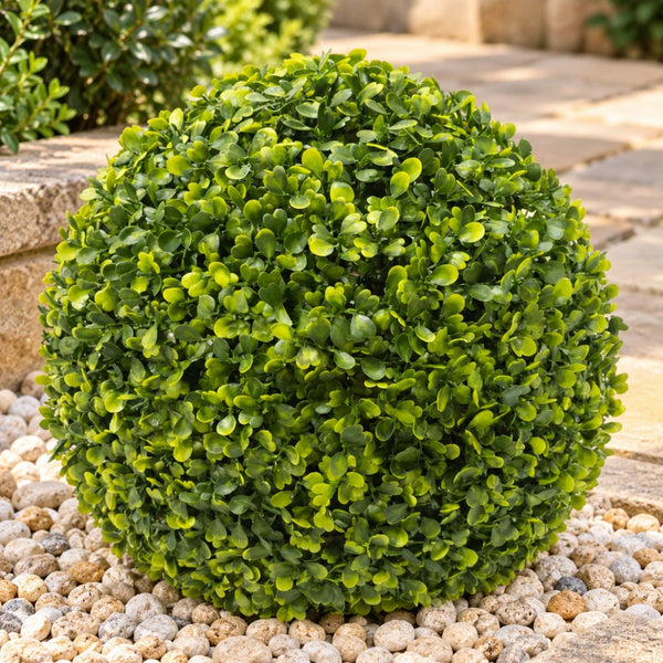 Artificial Boxwood Topiary Ball 28cm - UV Resistant Mixed Green Foliage — gallery image 8