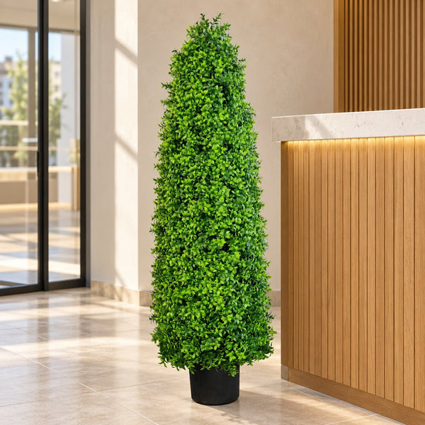 Artificial Boxwood Tree 120cm - UV Resistant Bright Green Buxus — gallery image 7
