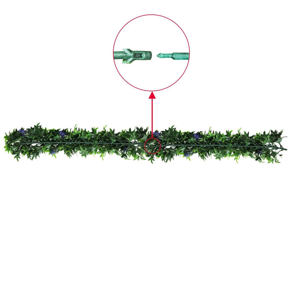 Artificial Extendable Hanging Bright Green Ivy Bush With Purple Flowers 55cm UV Resistant — gallery image 4