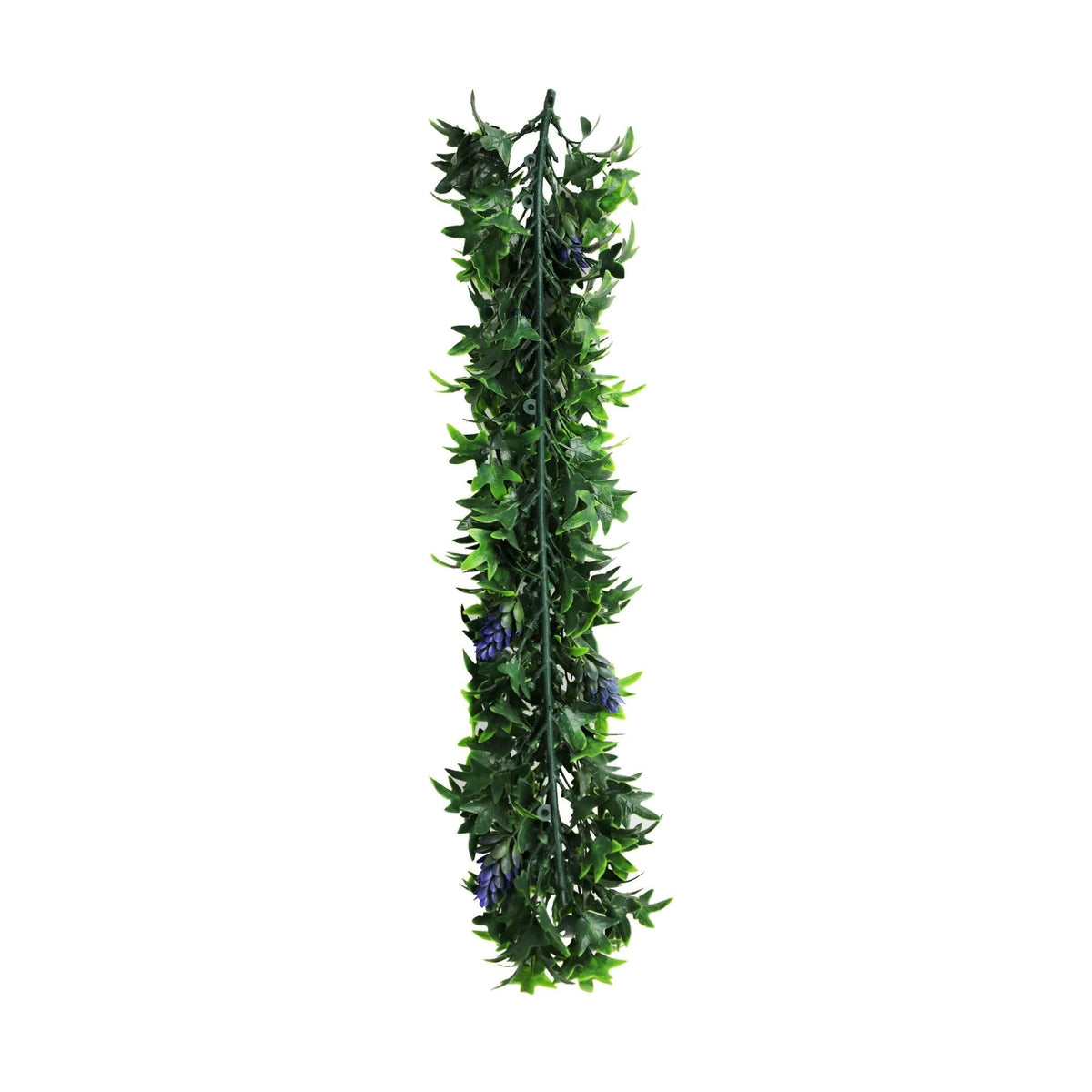 Artificial Extendable Hanging Bright Green Ivy Bush With Purple Flowers 55cm UV Resistant — gallery image