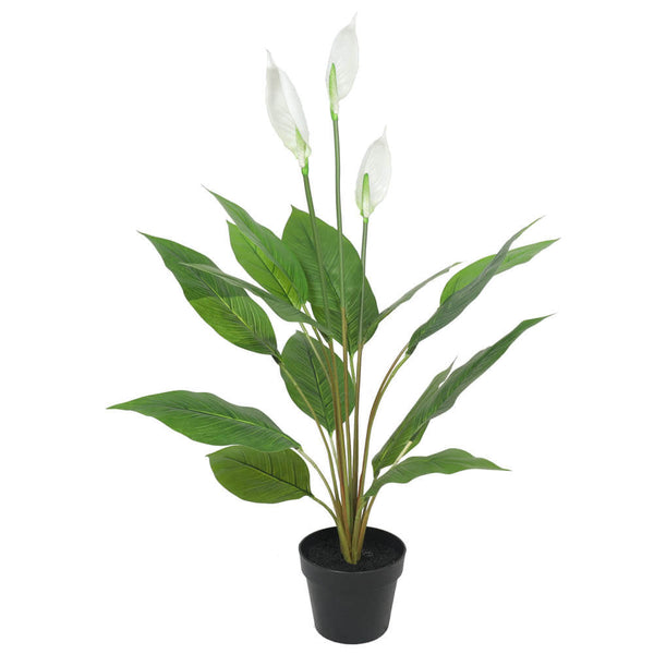 Artificial Flowering White Peace Lily / Calla Lily 95cm — gallery image 3