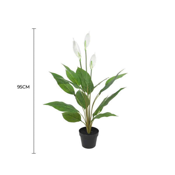 Artificial Flowering White Peace Lily / Calla Lily 95cm — gallery image 4