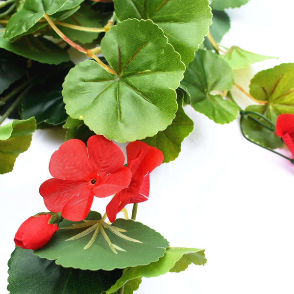 Artificial Geranium Hanging Bush with Red Flowers 60cm — gallery image 4