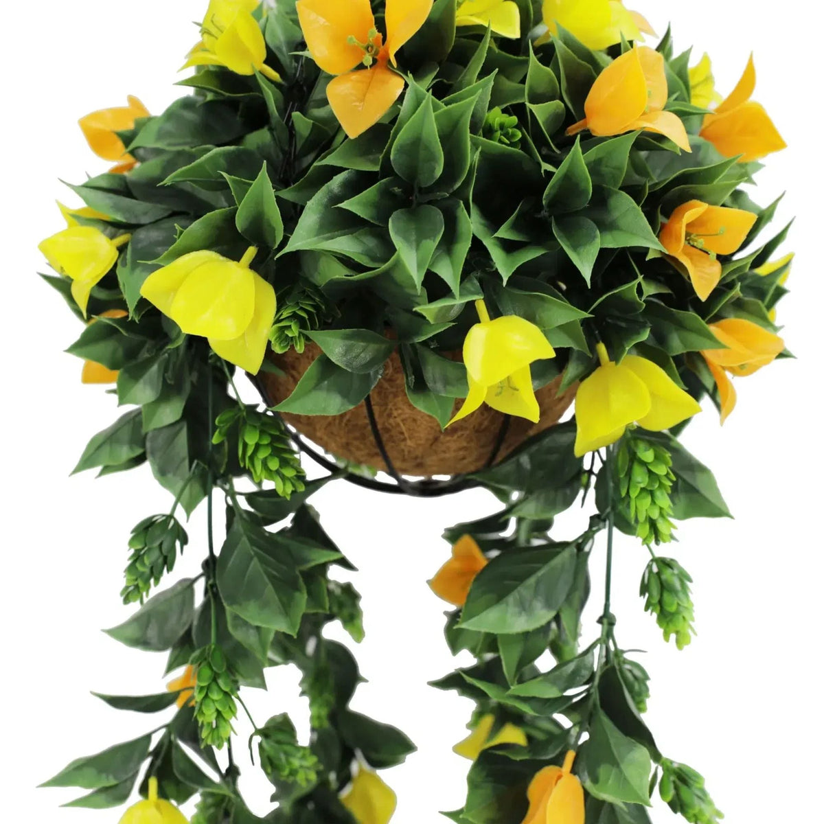 Artificial Hanging Basket Orange and Yellow Bouganvillea 30cm x 80cm Long UV Resistant — gallery image
