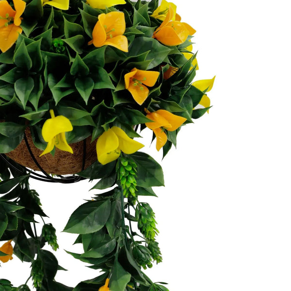 Artificial Hanging Basket Orange and Yellow Bouganvillea 30cm x 80cm Long UV Resistant — gallery image 3