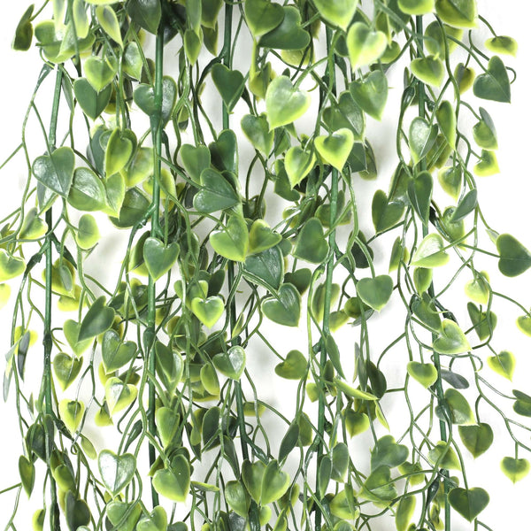 Artificial Hanging Plant (Heart Leaf) UV Resistant 90cm — detail view