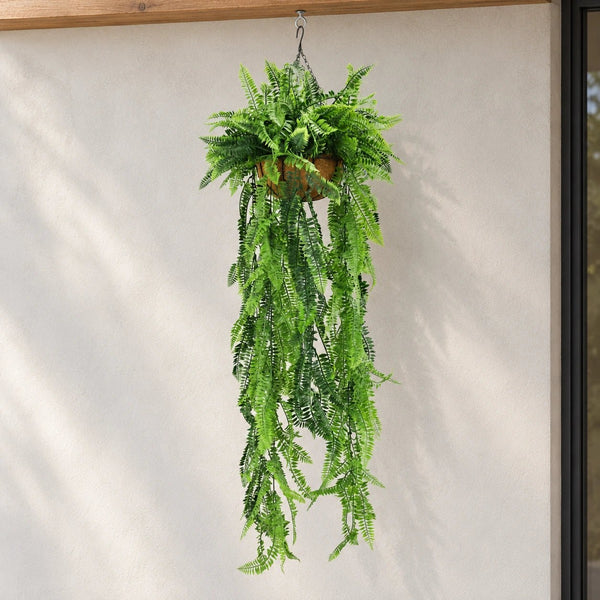Artificial Lush Fern Hanging Basket UV Resistant (35cm x 125cm) — gallery image 6