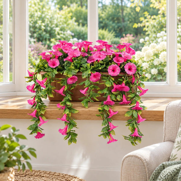 Artificial Pink Petunia Window Box Planter 50cm - UV Resistant Draping Flowers — gallery image 4