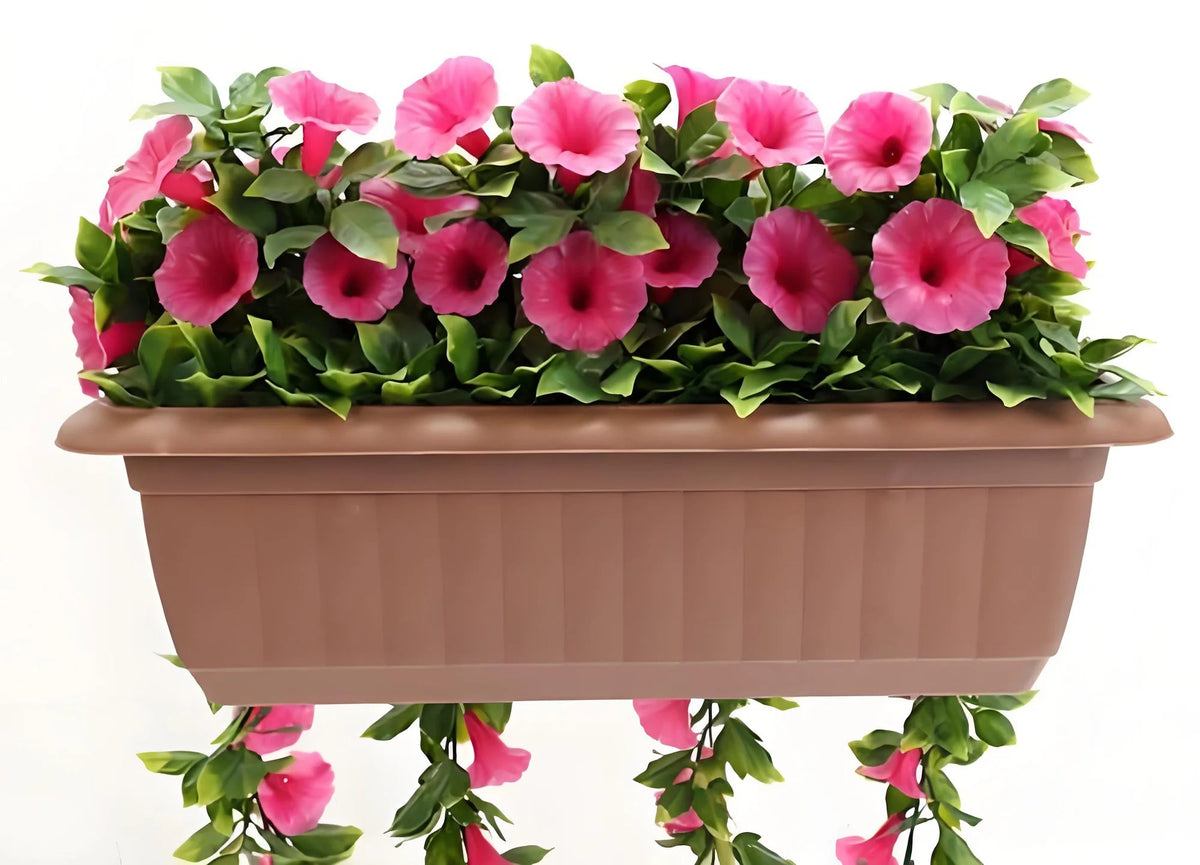Artificial Pink Petunia Window Box Planter 50cm - UV Resistant Draping Flowers — gallery image