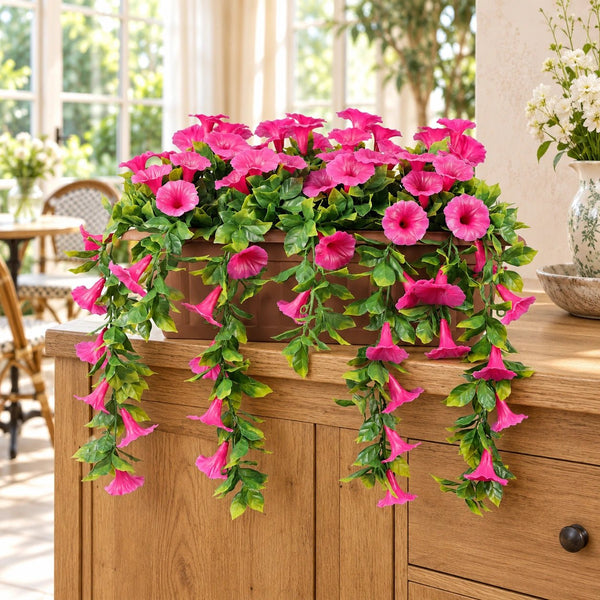 Artificial Pink Petunia Window Box Planter 50cm - UV Resistant Draping Flowers — gallery image 5