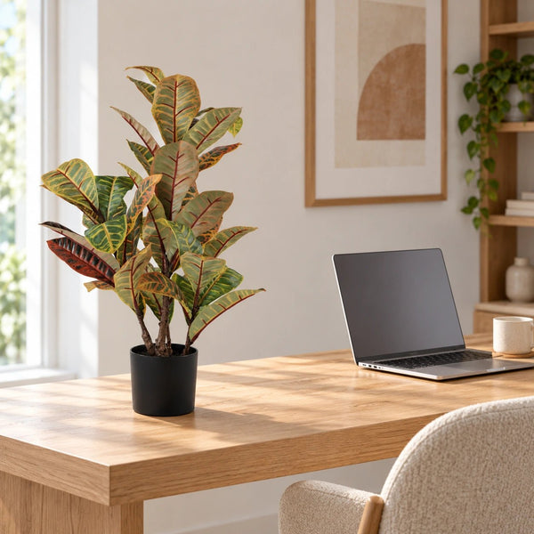 Artificial Potted Flaming Zebra (Codiaeum variegatum / crotons) 55cm — gallery image 8