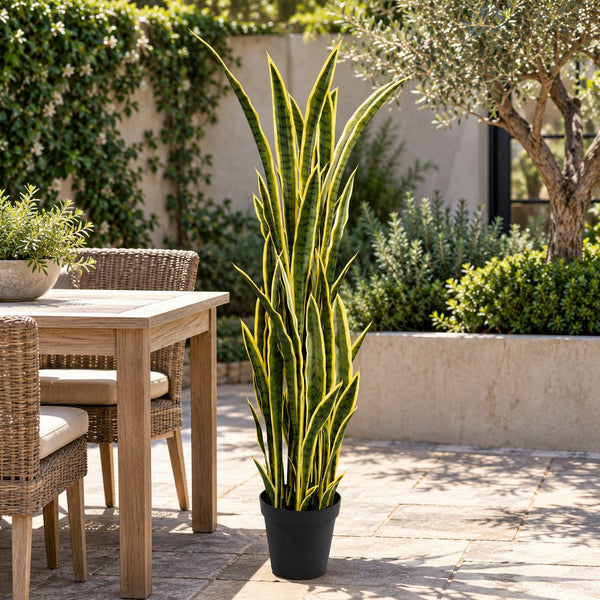 Artificial Snake Plant 150cm - UV Resistant Sansevieria with Yellow Edges — gallery image 7