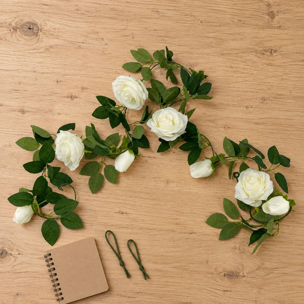 Artificial White Rose Garland 190cm — gallery image 4