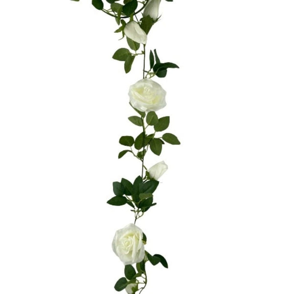 Artificial White Rose Garland 190cm — gallery image 3