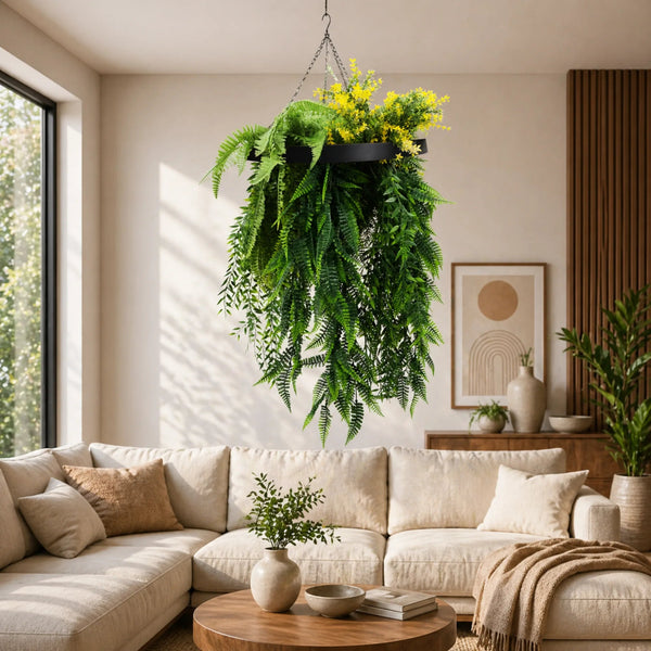 Black Framed Hanging Disc with Tropical Foliage — gallery image 4