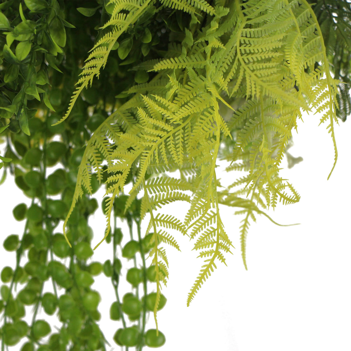 Black Artificial Hanging Plant Disc Chandelier with Dense Trailing Greenery — 40cm — gallery image