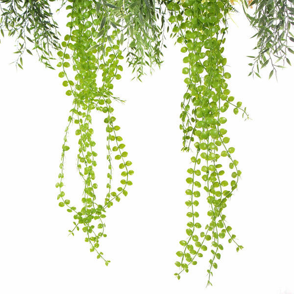 Black Artificial Hanging Eucalyptus Disc Chandelier with Trailing Foliage — 60cm — gallery image 13