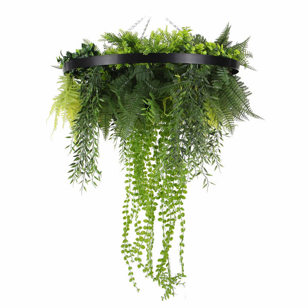 Black Artificial Hanging Eucalyptus Disc Chandelier with Trailing Foliage — 60cm — gallery image 12