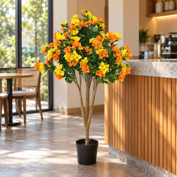 Bougainvillea Bloom Tree – Yellow & Orange Faux Florals (120cm, UV Treated) — gallery image 5