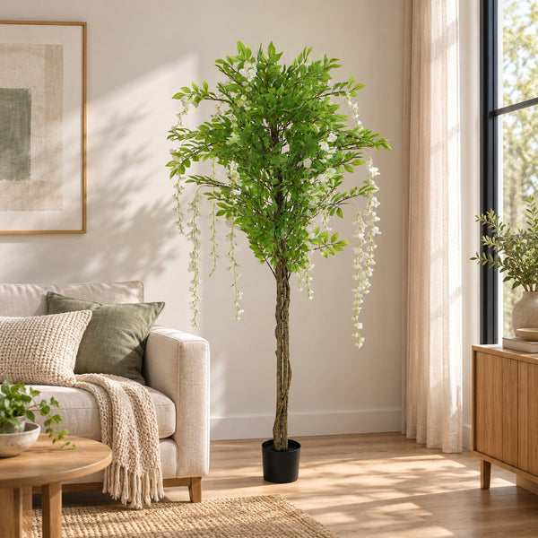 Flowering Artificial Wisteria With White Flowers 180cm — gallery image 12