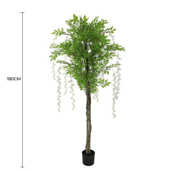 Flowering Artificial Wisteria With White Flowers 180cm — gallery image 3