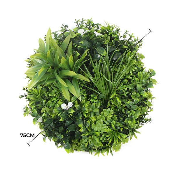 Flowering White Artificial Green Wall Disc UV Resistant 75cm (White Frame) — gallery image 4