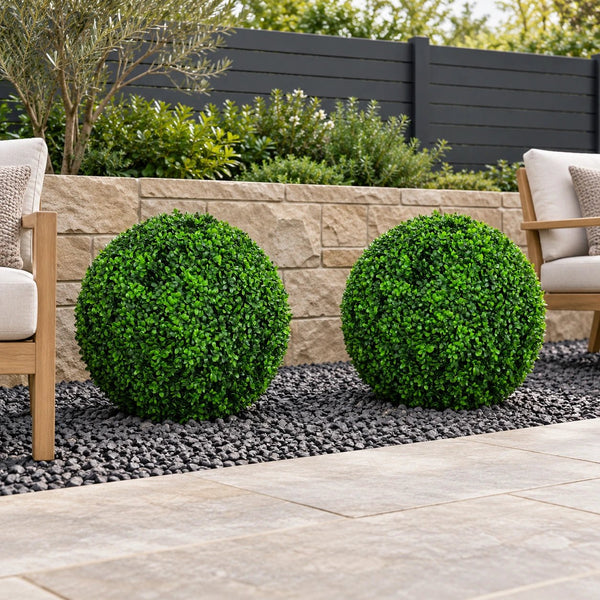 Large Green Leaf Buxus Faulkner Faux Topiary Ball UV Resistant 48cm — gallery image 7