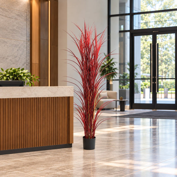 Luxury Burgundy Tall Potted Artificial Grass Plant UV Proof 180cm — gallery image 14
