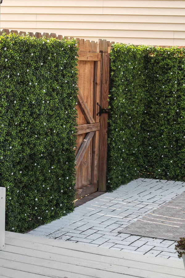Luxury Flowering Buxus Artificial Hedge Panel 1m x 1m – SGS UV Resistant — detail view
