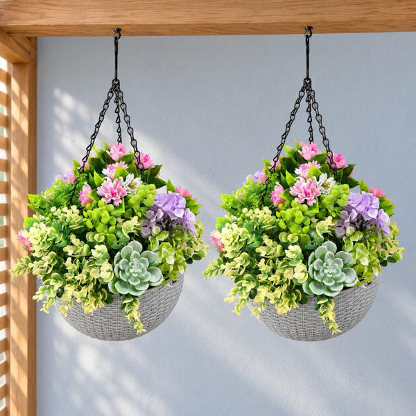 Luxury Modern Hanging Faux Succulent Bowl UV Protected (36cm) — gallery image 5