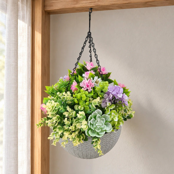 Luxury Modern Hanging Faux Succulent Bowl UV Protected (36cm) — gallery image 4