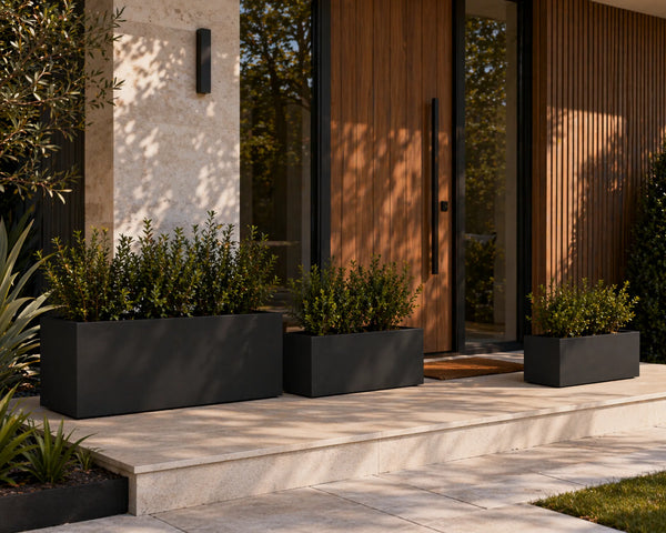 Luxury Rectangular Trough Planter Set of 3 | Matt Black & White | Premium Pot Range — gallery image 8