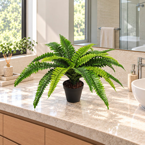 Potted Natural Green Artificial Boston Fern (50cm high 70cm wide) — gallery image 12