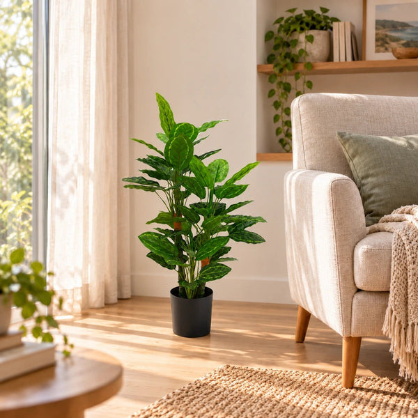 Premium Artificial Cordyline Fructicosa Green / Ti Plant 90cm — gallery image 9
