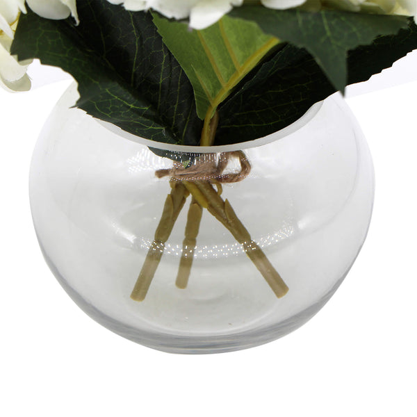 Premium Faux Hydrangea With Glass Vase (Artificial Flowering White Hydrangea) 23cm — gallery image 4