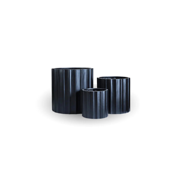 Set of 3 Luxury Rounded Ribbed Planter| Premium Pot Range | Black or White — gallery image 11