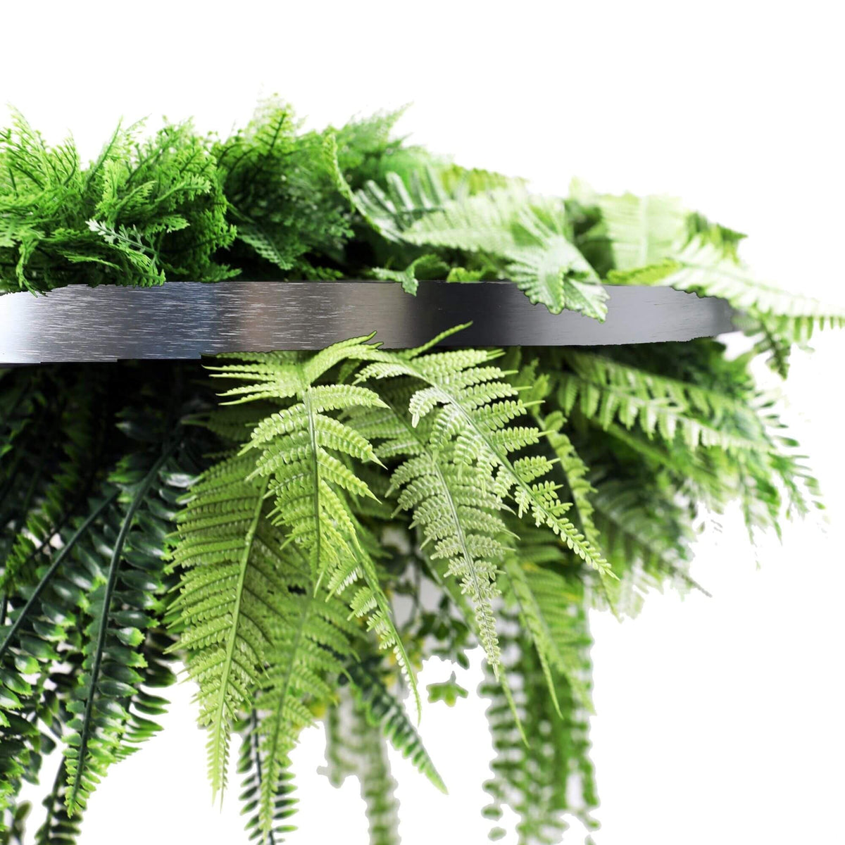 Silver Artificial Hanging Plant Disc Chandelier with Trailing Foliage — 80cm UV Resistant — gallery image