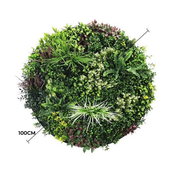Slimline Artificial Green Wall Disc Art 100cm Colour Fresh UV Resistant (White) — gallery image 3
