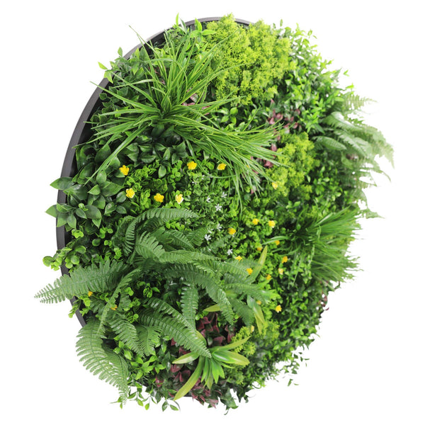 Slimline Artificial Green Wall Disc Art 100cm Country Fern UV Resistant (Black) — gallery image 5