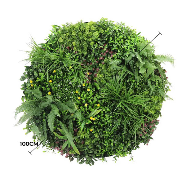 Slimline Artificial Green Wall Disc Art 100cm Country Fern UV Resistant (White) — gallery image 3