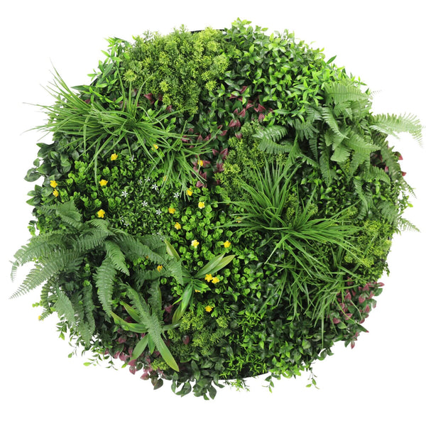 Slimline Artificial Green Wall Disc Art 100cm Country Fern UV Resistant (White) — gallery image 4