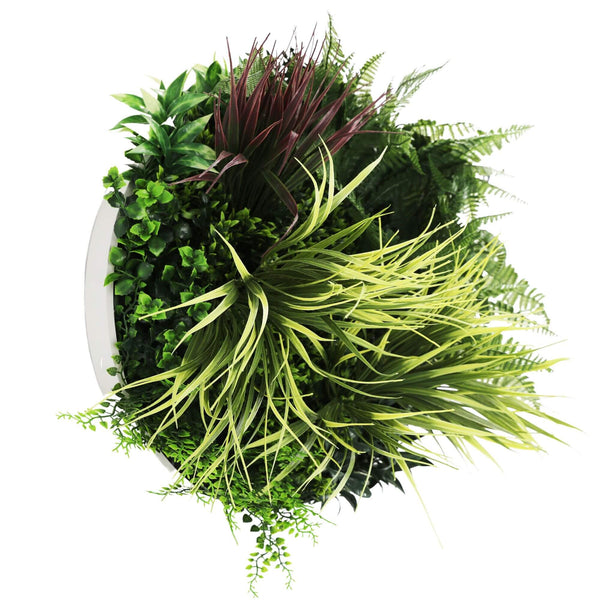 Slimline Artificial Green Wall Disc Art 50cm White Grassy UV Resistant (White) — gallery image 4