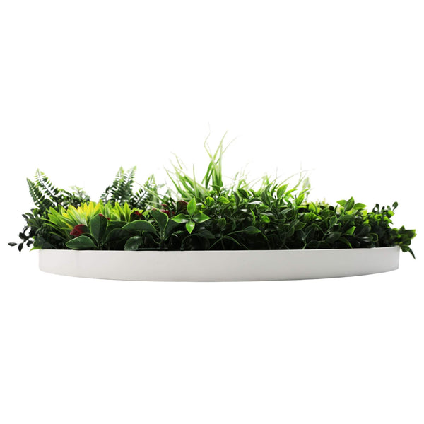 Slimline Artificial Green Wall Disc Art 80cm Colour Fresh UV Resistant (White) — gallery image 6
