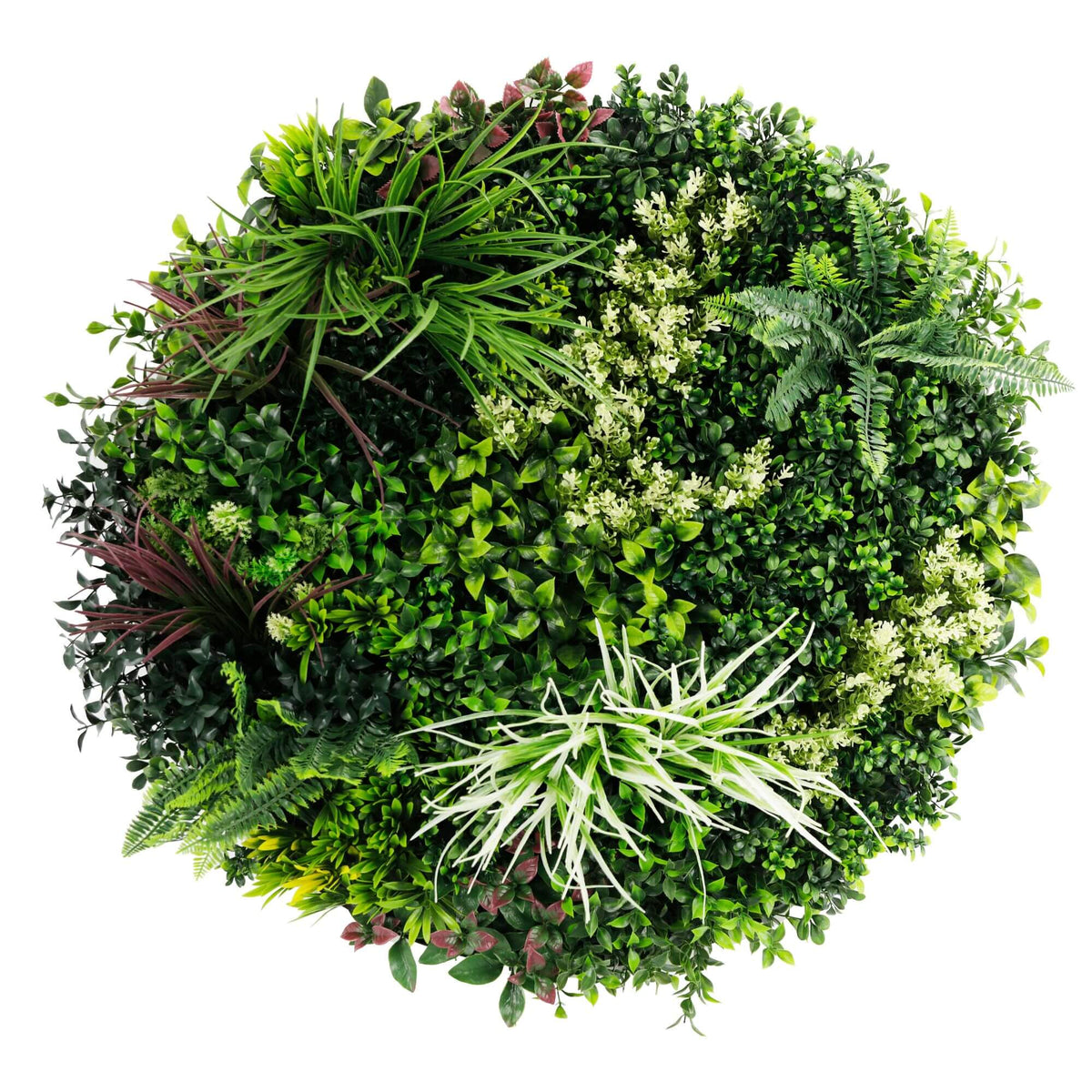 Slimline Artificial Green Wall Disc Art 80cm Colour Fresh UV Resistant (White) — gallery image