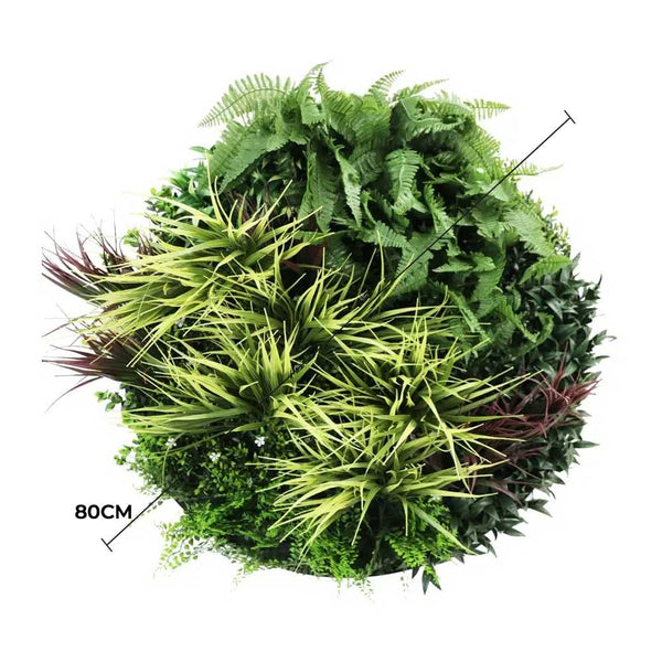 Slimline Artificial Green Wall Disc Art 80cm Grassy Fern UV Resistant (Black) — gallery image 3